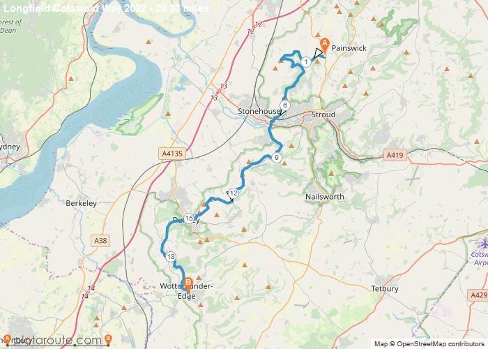 Map - Painswick To Wotton-under-Edge via Cotswold Way